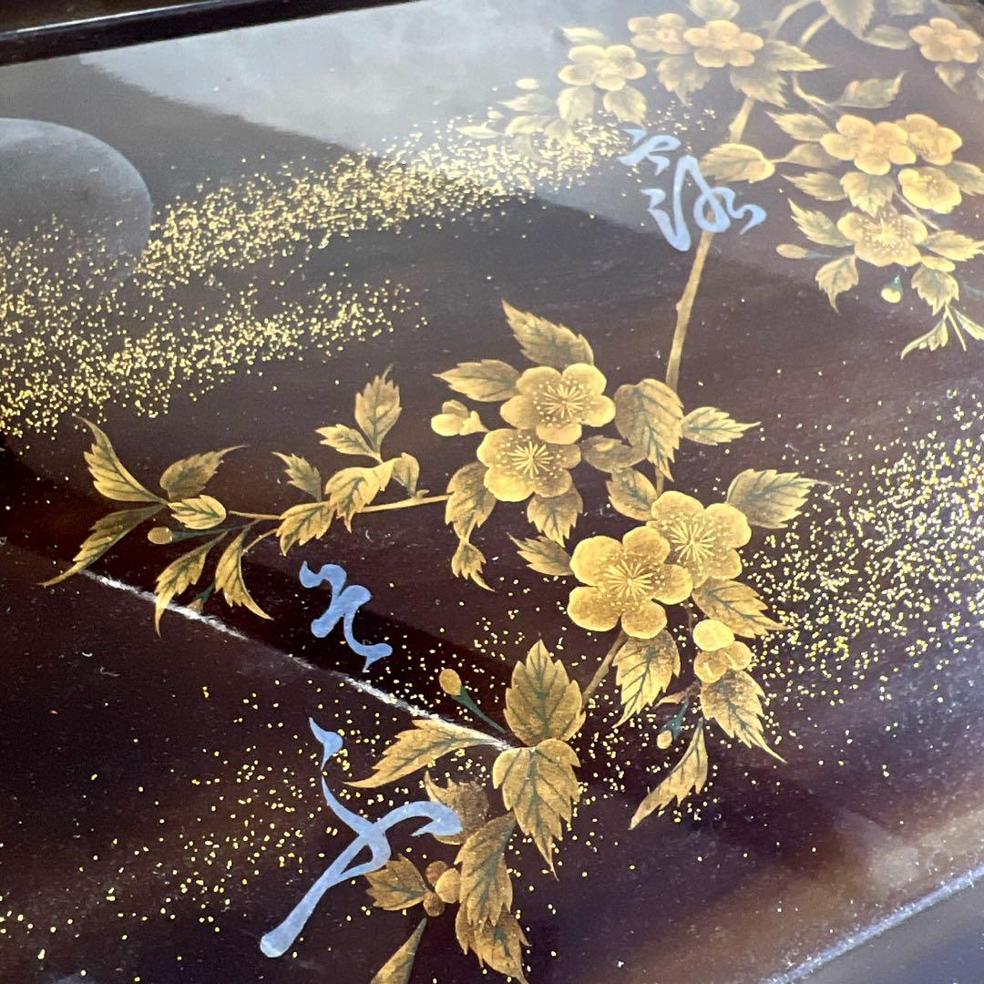 研出蒔絵　手付盆　木箱付　幅29㎝　東Y7-0516③トヒコ