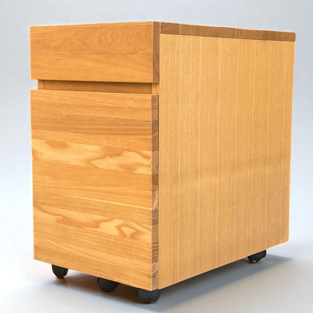 天然木 無垢材 デスクキャビネット オーク材 キャスター付き