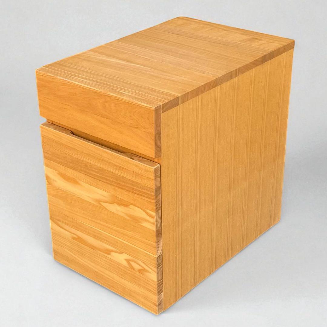 天然木 無垢材 デスクキャビネット オーク材 キャスター付き