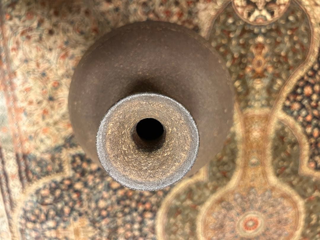 人間国宝　伊勢崎淳　備前　徳利花生