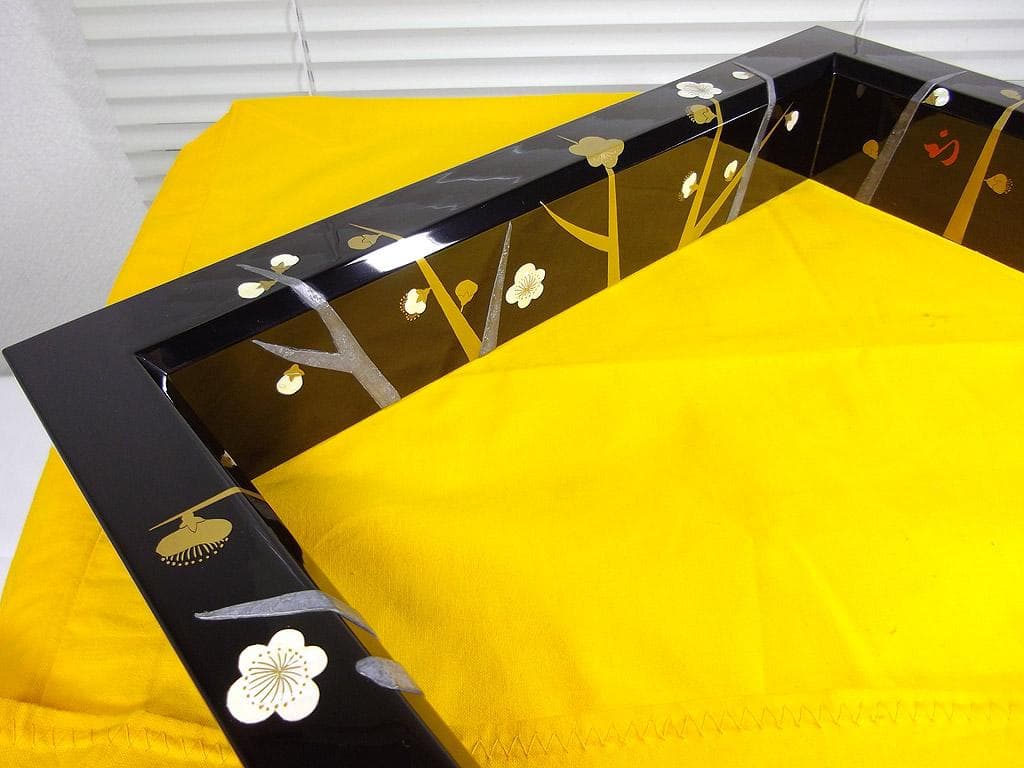 平安宗章作 槍梅蒔絵 炉縁 尋牛斎家元（久田宗也） 茶道具