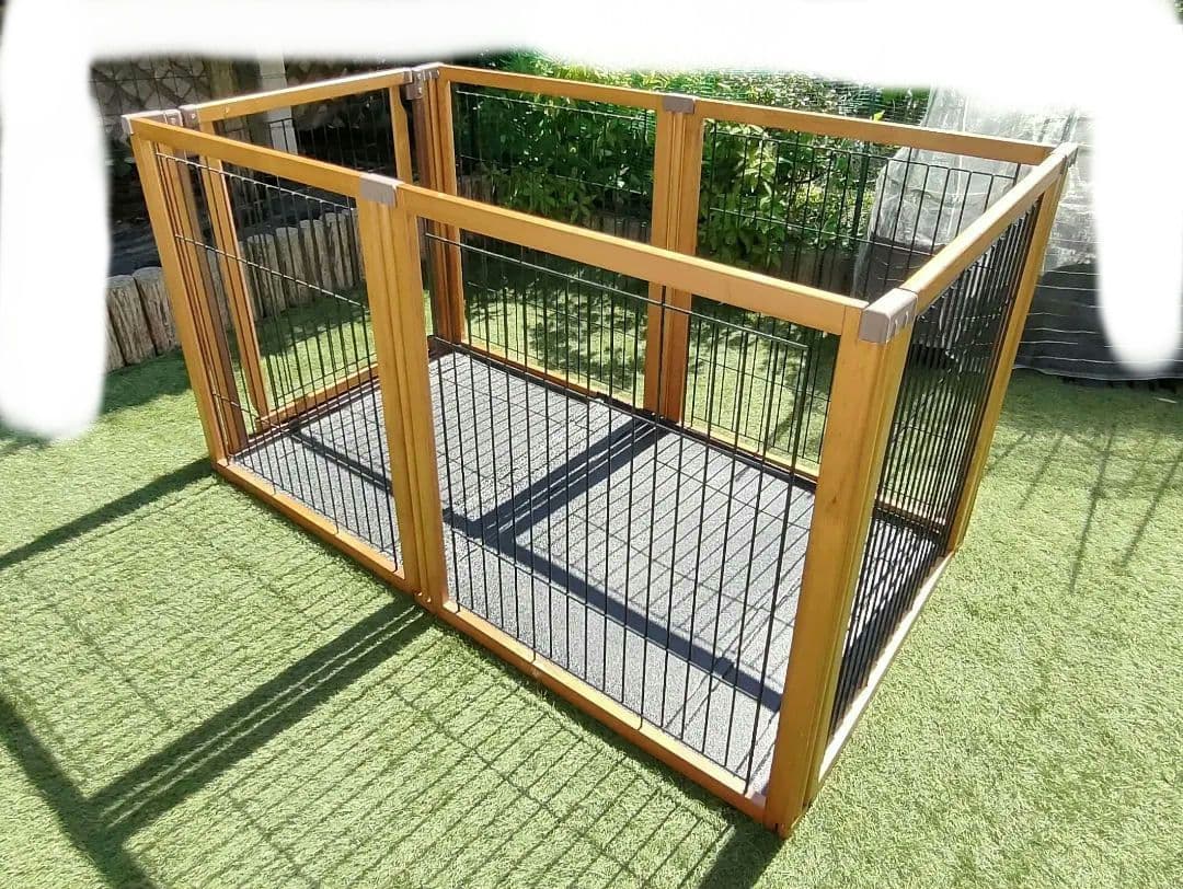 リッチェル 木製3WAYサークル 6面 高さ90cm、天井柵・床トレー付