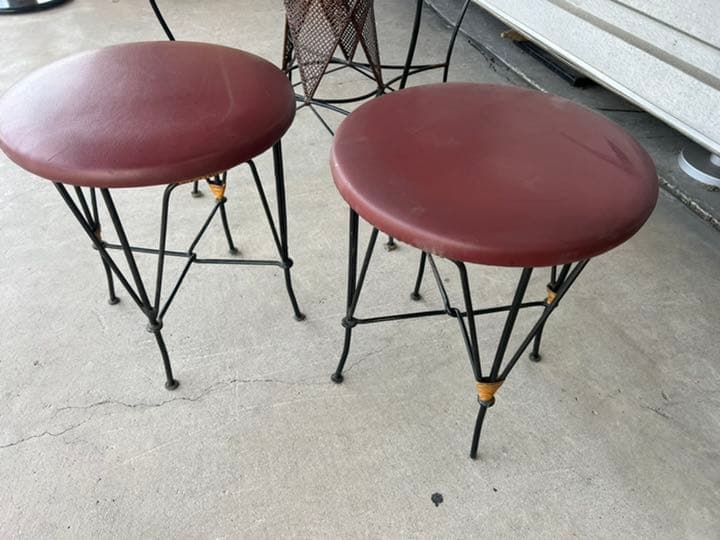 アジアン家具 ガラス丸テーブル ガーデンアイアンテーブル チェアセット