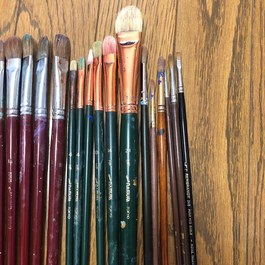 名村油彩筆25本ラファエル・レンブラント・刷毛【34本セット】オイル3本セット