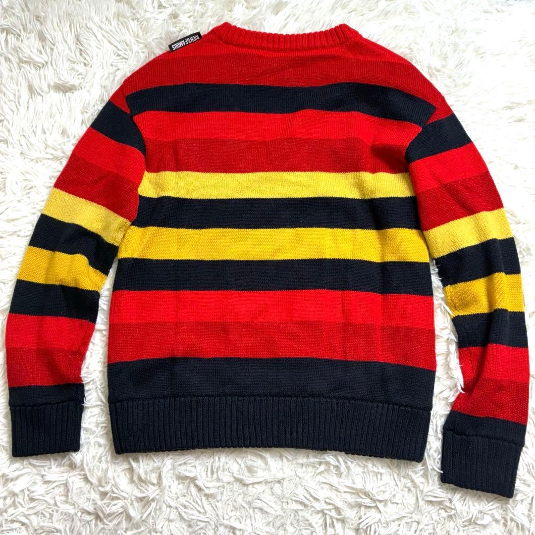 美品　マークアンドロナ セーター マルチカラー　ボーダー ニット 防風裏地付