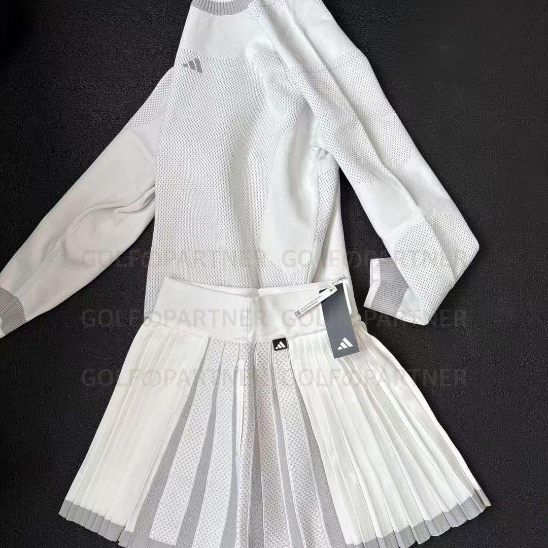 S新品定価41800円/アディダスゴルフ/レディース/セーター&スカート白