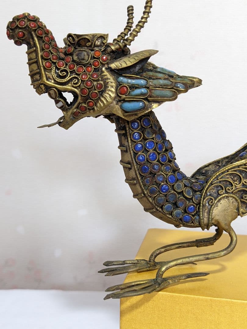 ♦中国 景泰藍？琺瑯彩 龍 置物飾り 七宝焼 古玩 古美術品 美術品 骨董品