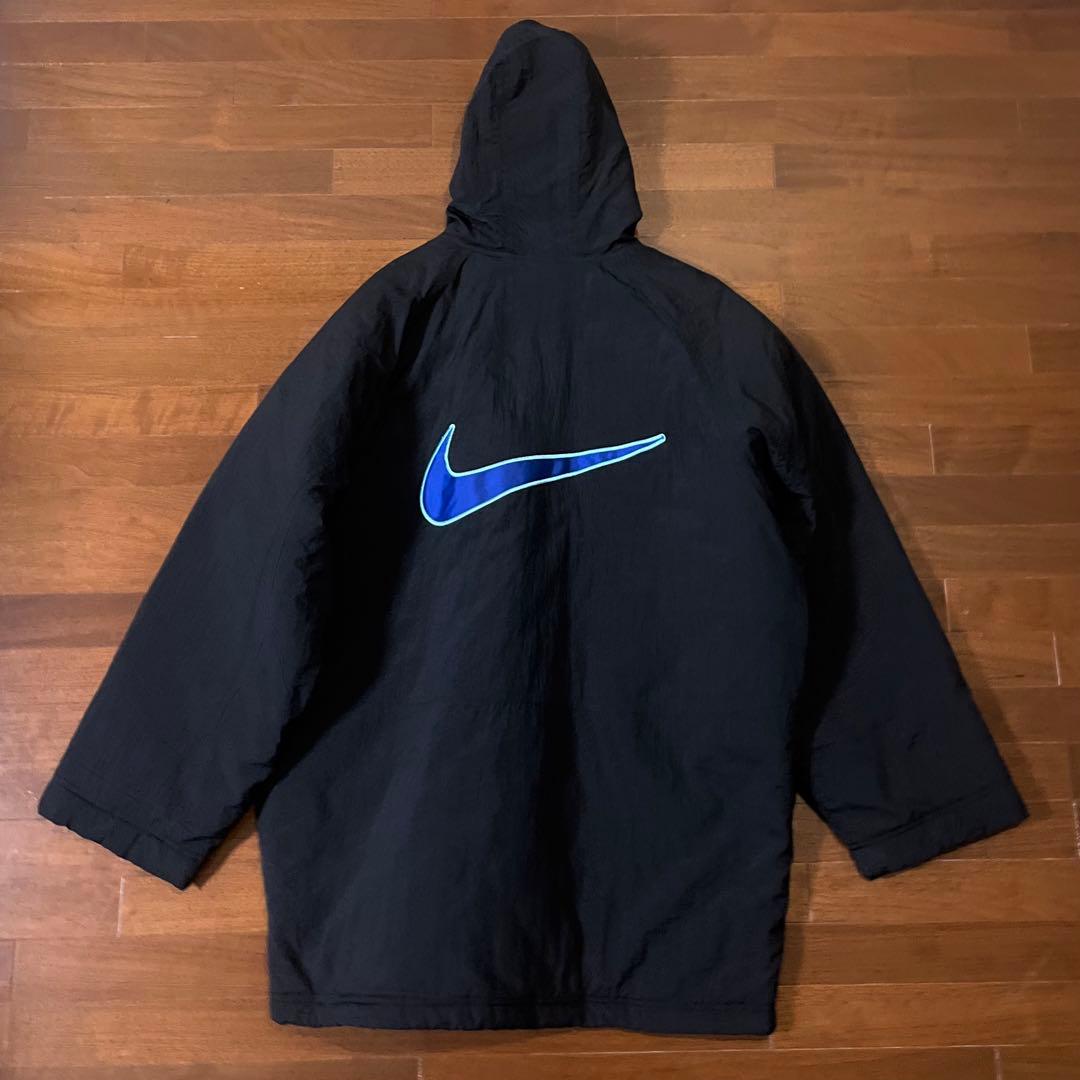 NIKE 90s ビンテージ 銀タグ ビッグスウォッシュ ベンチコート 黒 L