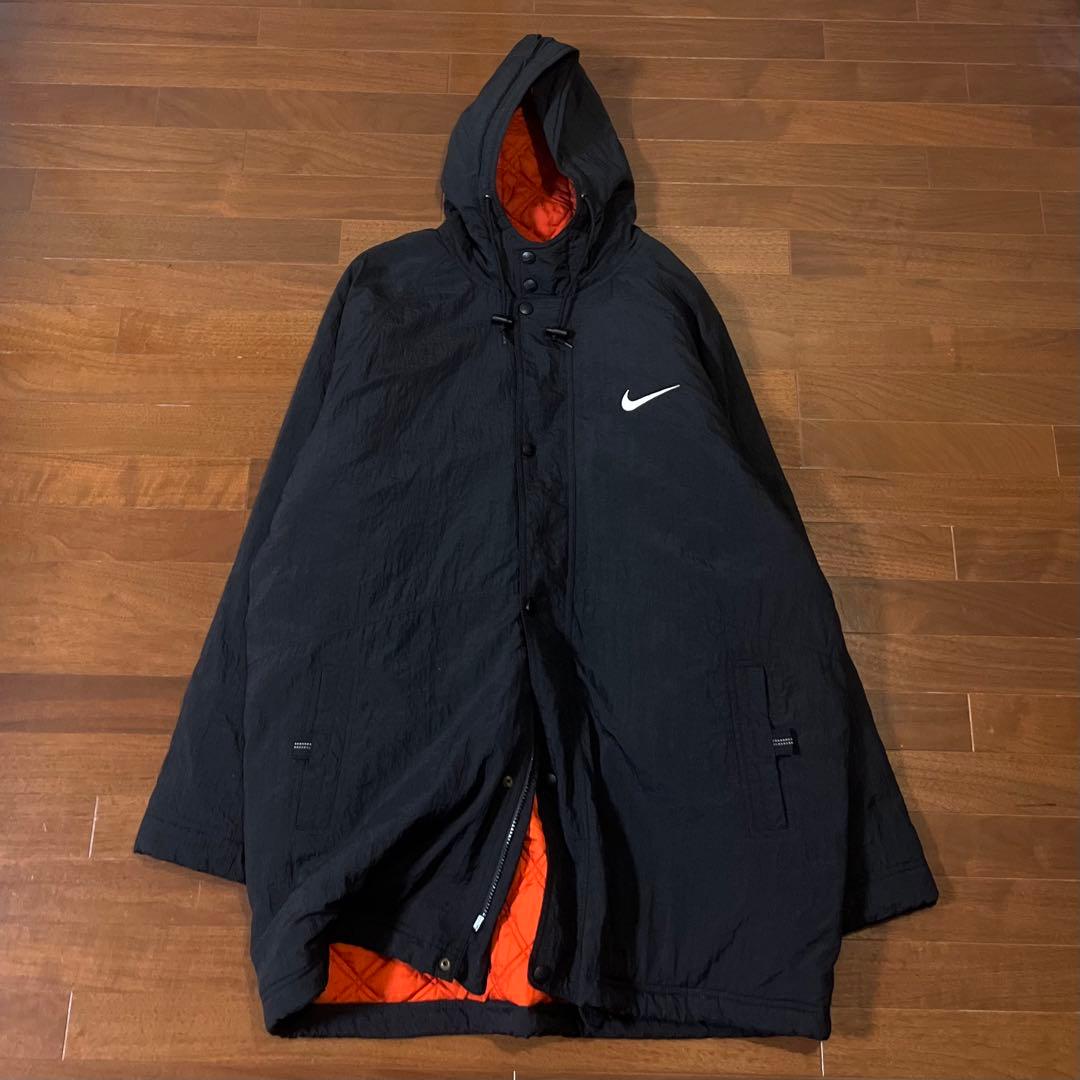 NIKE 90s ビンテージ 銀タグ ビッグスウォッシュ ベンチコート 黒 L