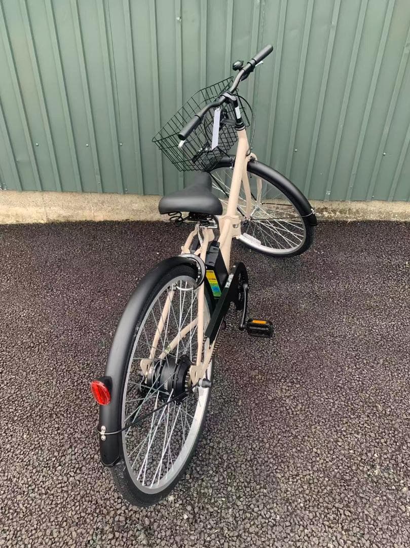 防犯登録無料！折りたたみ26インチ　電動アシスト自転車 通勤通学モデル　ベージュ
