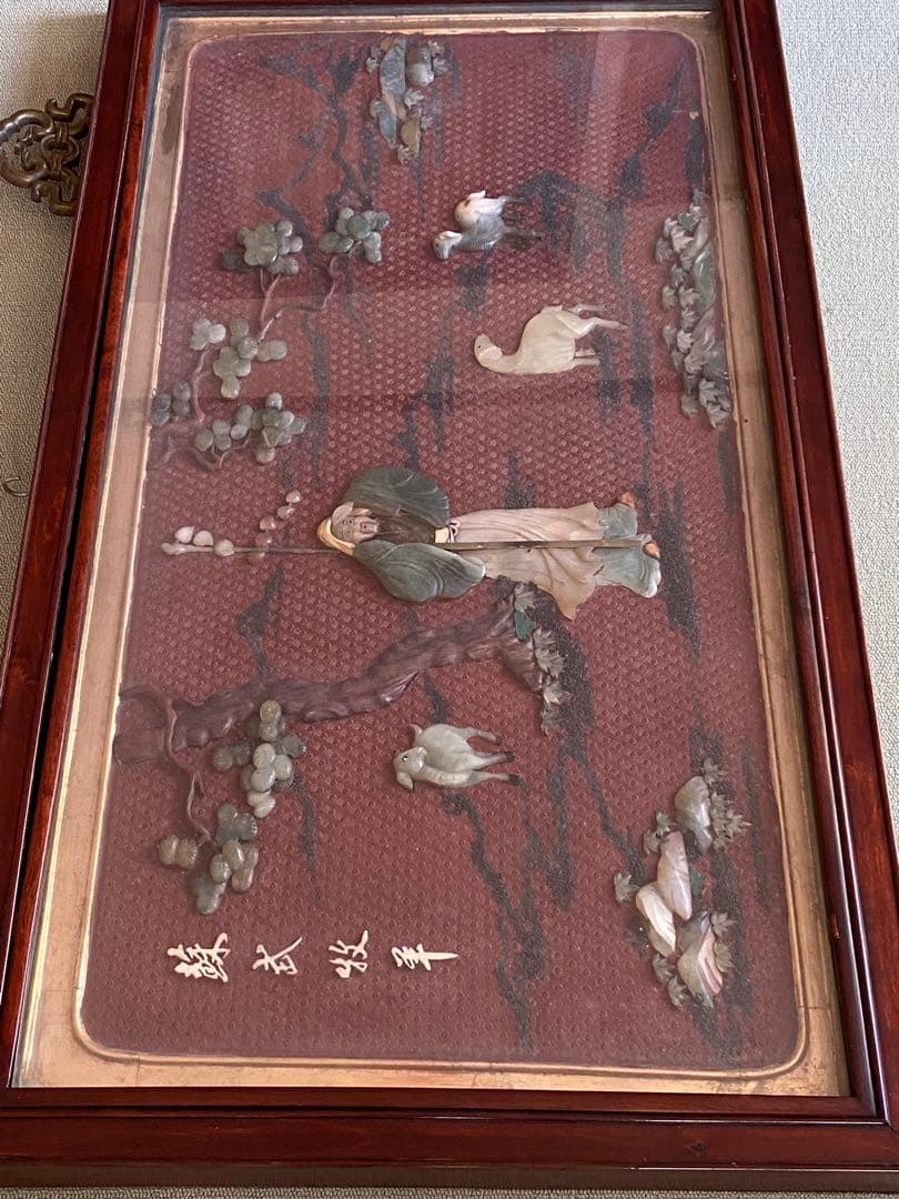 中国　アンティーク　「蘇武牧羊」　壁掛け