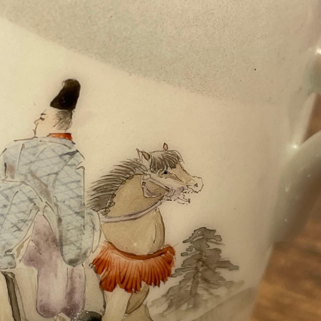 横浜焼 井村製 明治 輸出手 アンティーク カップ＆ソーサー1客  業平東下り図