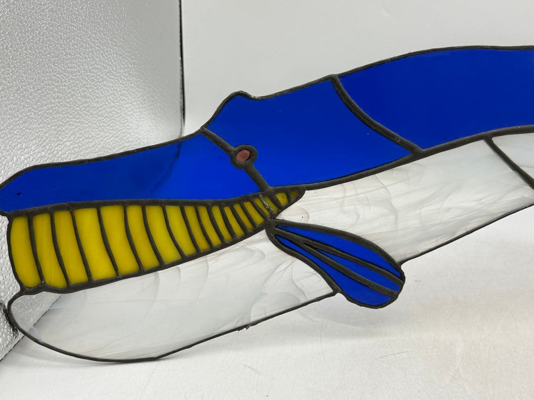 時代　ステンドガラス　抹香鯨　インテリア　置物　送料込み260131