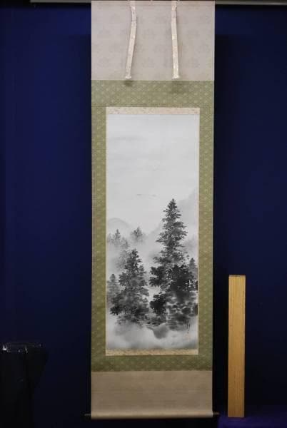 真作/静水/山水飛雁図/布袋屋掛軸HD-57