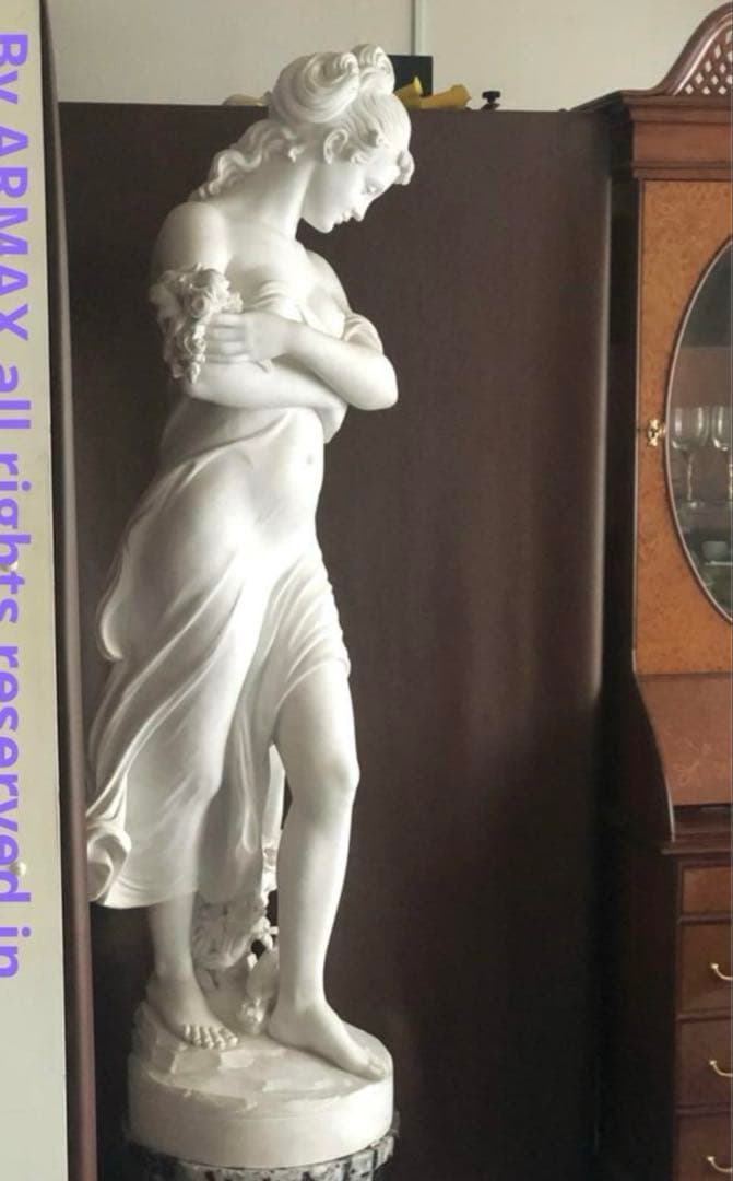 C様へ感謝お嫁入り‼️イタリア現代作家大理石一刀彫り「ヴィーナス　女神像」台座付