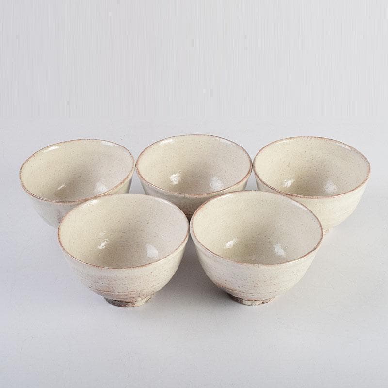 茶道具　萩焼　一立窯　浦裕作　萩茶碗　五客　共箱　V　8896