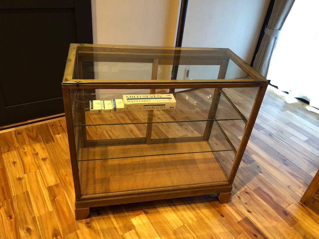 c*s様 ガラスショーケース 中型 木製 ブラウン