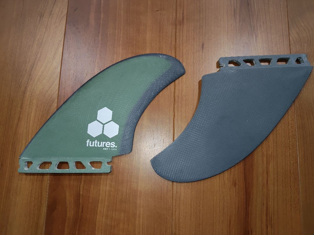 サーフィン・ボディボード futures BMT TWIN KEEL FIN GRN/GRY