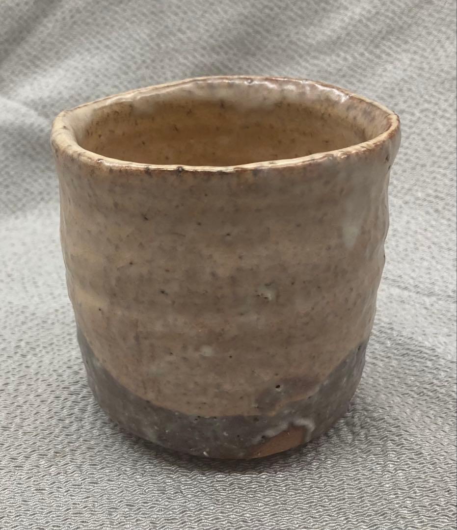 B470b「萩 湯呑」羽多野善蔵作　共布共箱　指月窯　陶歴書付