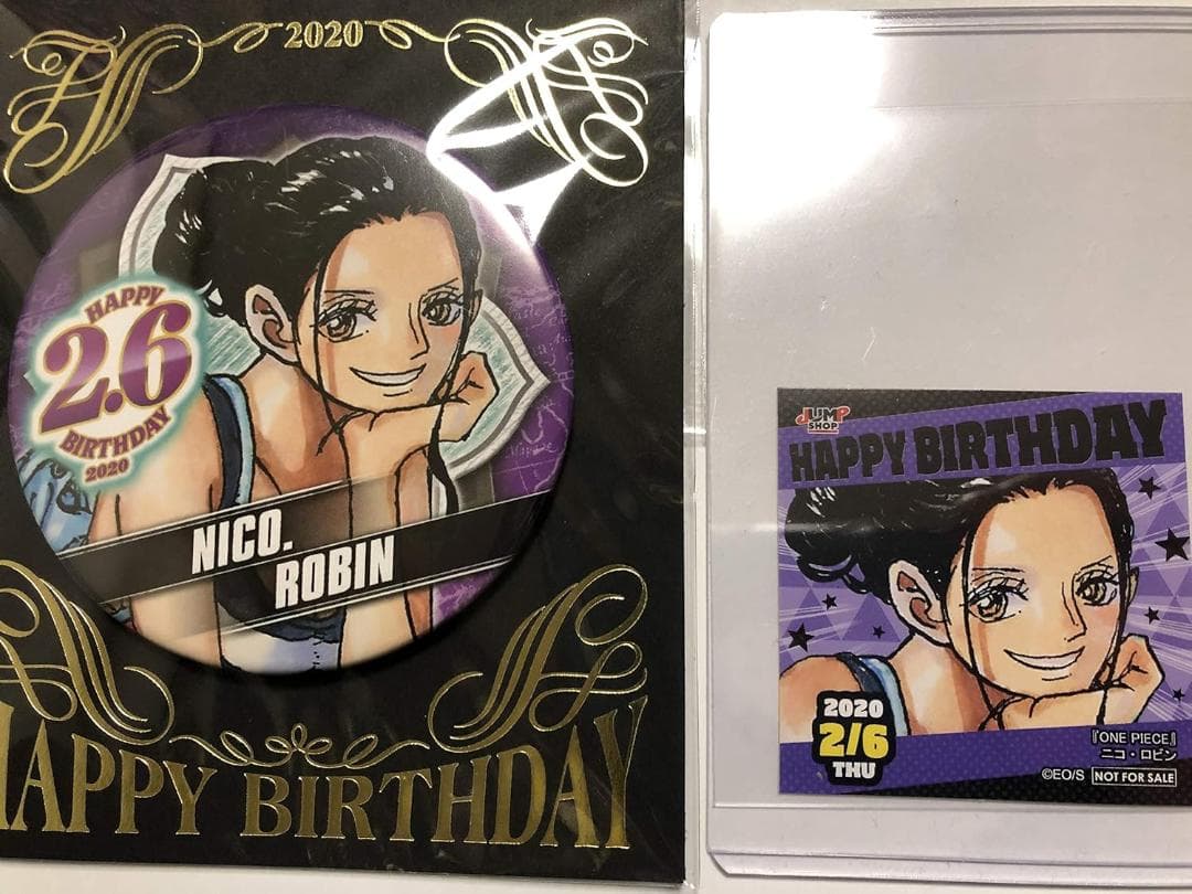 ワンピース ロビン バースデー缶バッジ 365日ステッカー