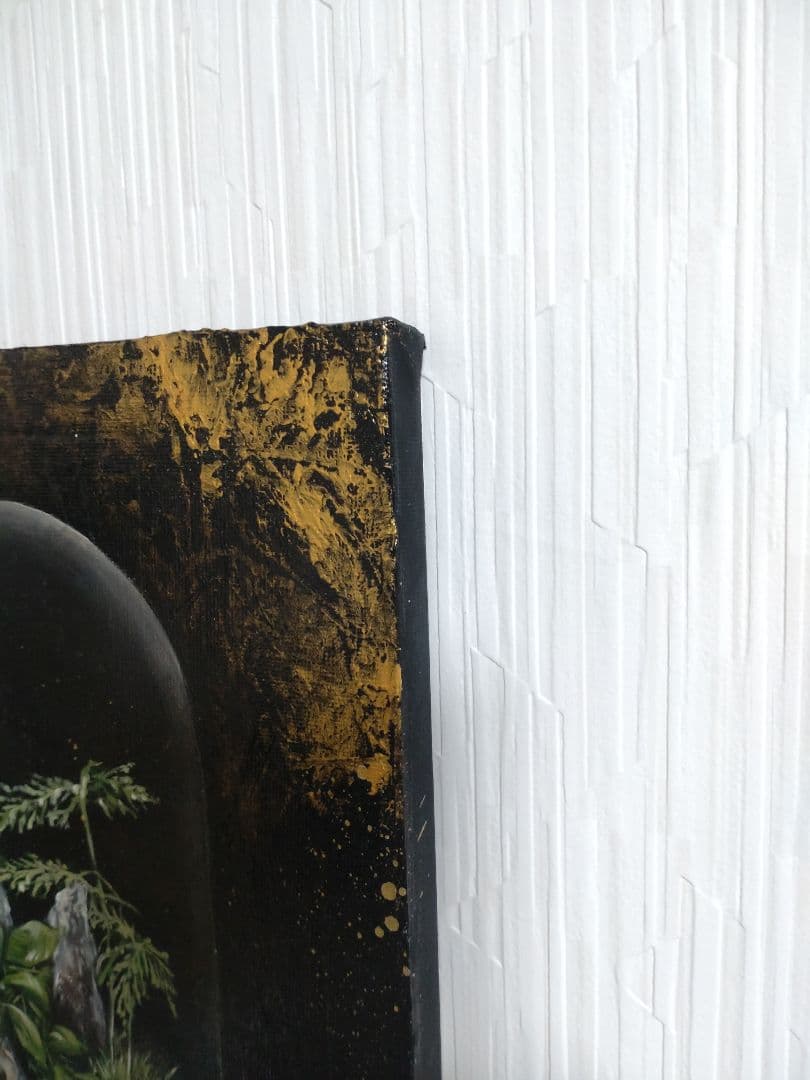 テラリウムの油絵【調和】1点物の原画アート/作者サイン入り/F3号キャンバス