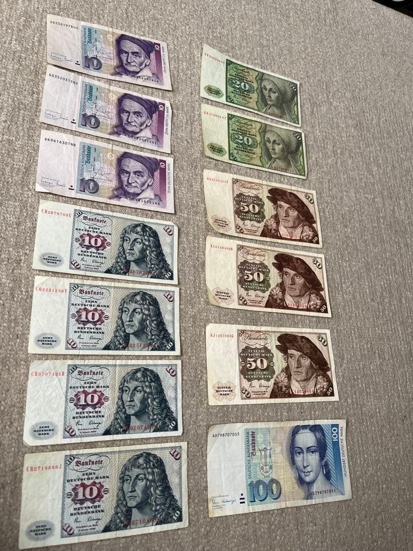 ドイツ旧紙幣セット 10, 20, 50, 100 計360マルク 追加１枚