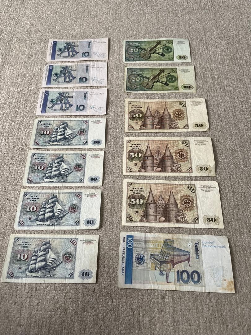 ドイツ旧紙幣セット 10, 20, 50, 100 計360マルク 追加１枚