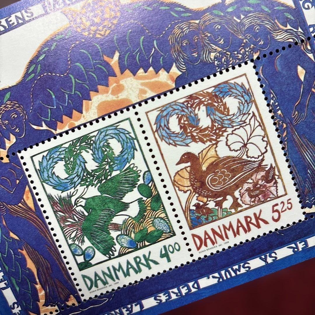 76994セール現品限　外国切手　デンマーク発行鳥小型シート春の予兆