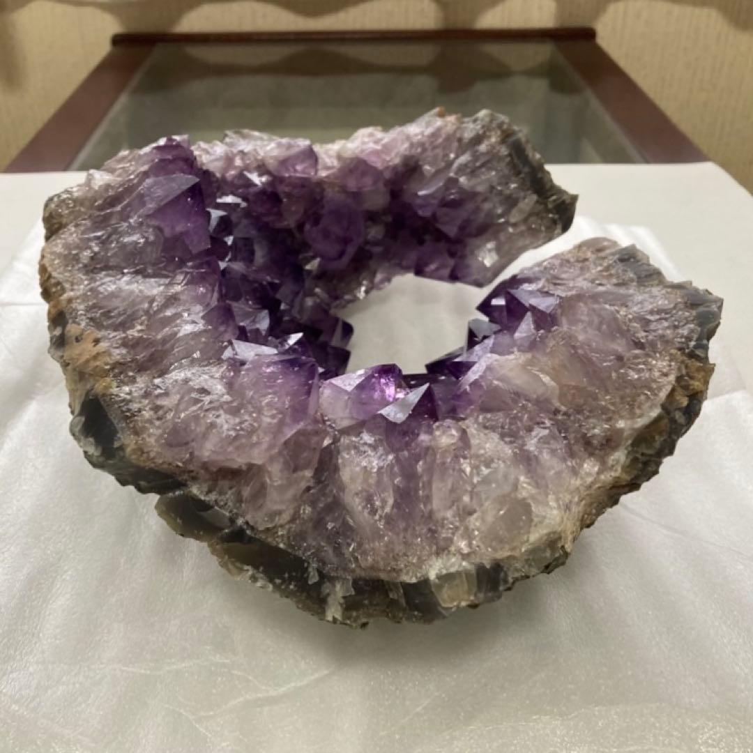 アメジスト 鑑賞石 原石 天然石 紫色 置物 オブジェ 台座 大型 約5.9kg