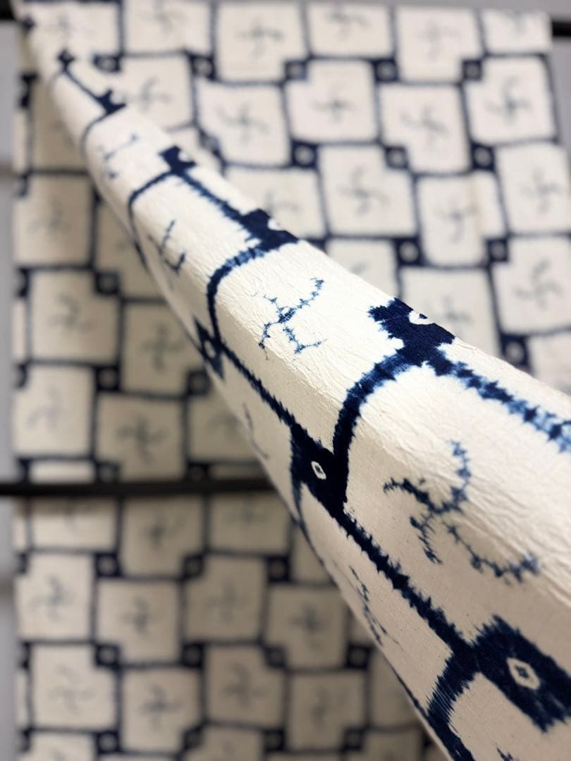 N9「片野絞り」民藝 藍染絞り職人 片野かほり 藍染絞り布 国展 出品作品