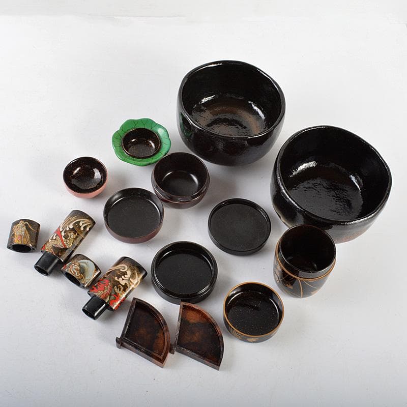 茶道具　鳥金蒔絵棗　黒楽茶碗　香合　櫛　印籠など　輪島塗13点　M　R6020