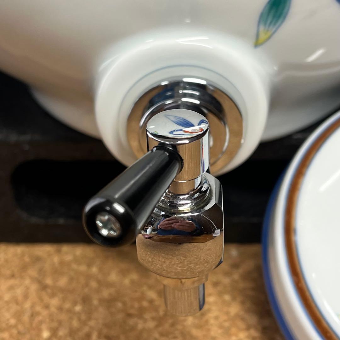 未使用】有田焼.華山萬右衛門窯 染錦枝花酒器/陶器製花枝保冷サーバーセット