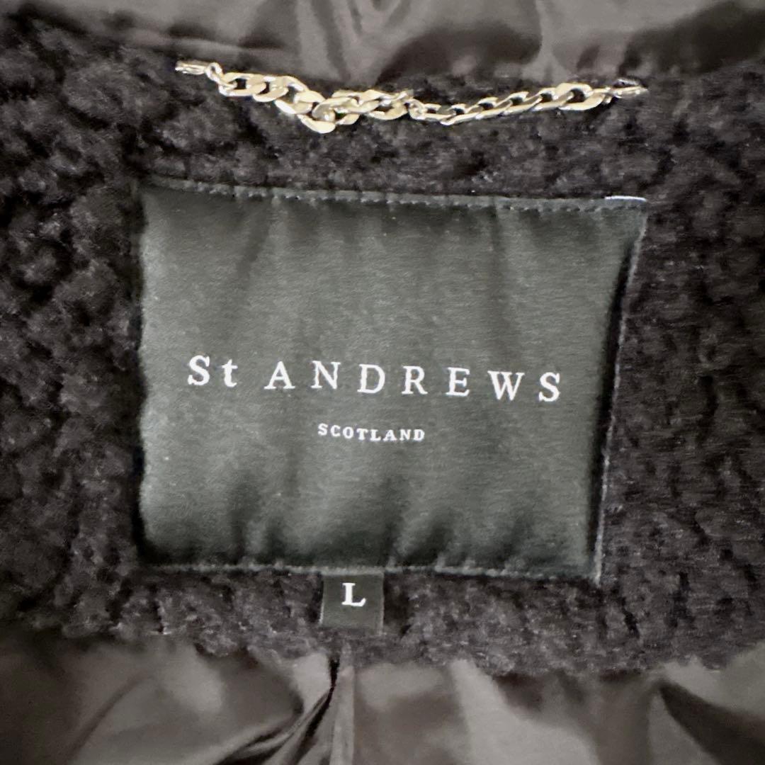 極美品♦︎St ANDREWS レザーライク ダウン ドッキング ブルゾン 黒L