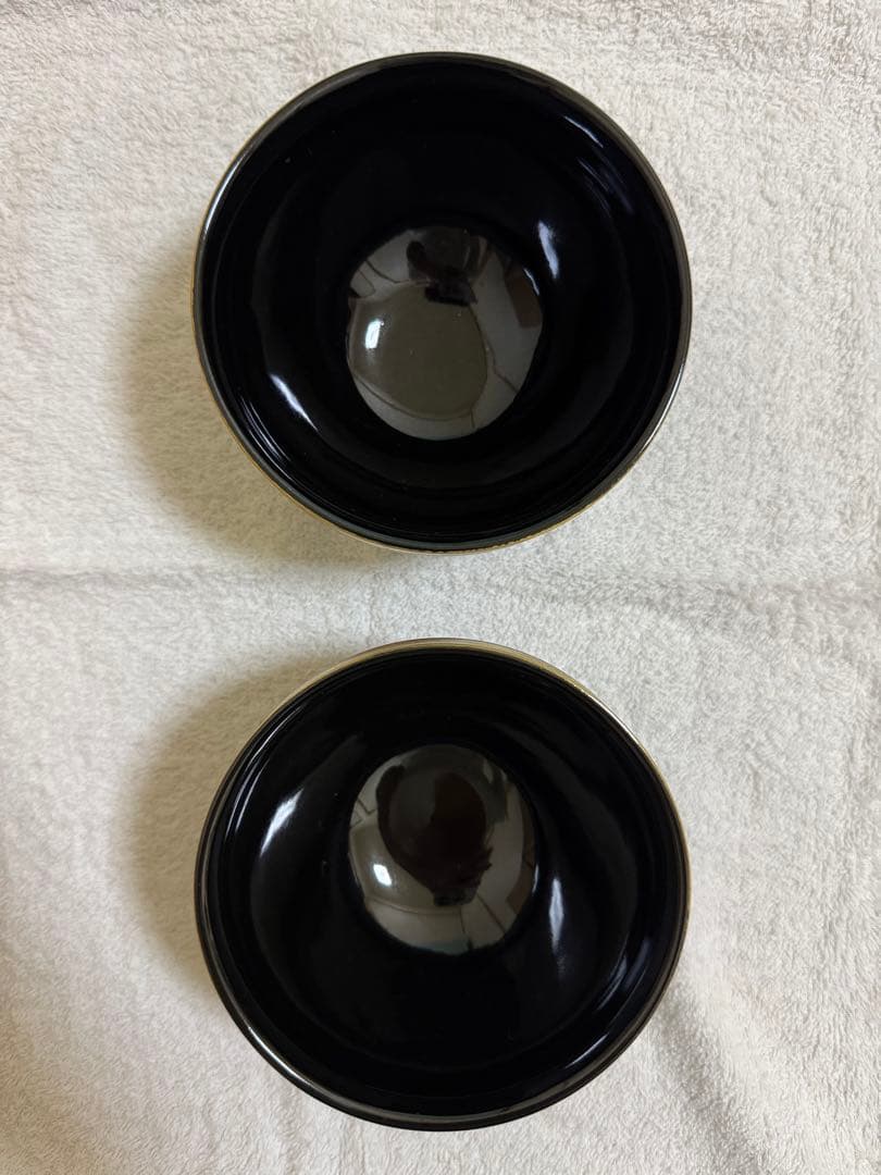 藤山造 仁清風 天目形 金刷毛目 数茶碗 10客 中外黒 共箱付き