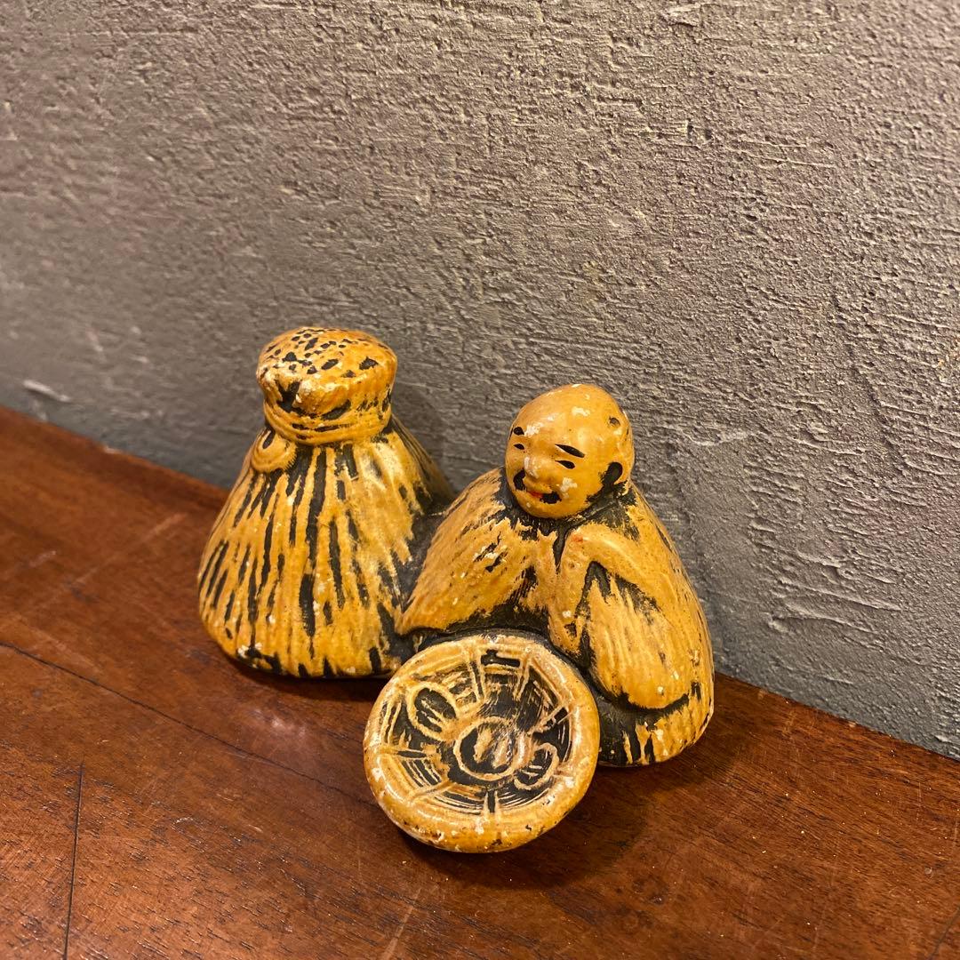 時代物 偕楽園 偕楽焼 水戸 農人形 置物 古美術 骨董品 オブジェ