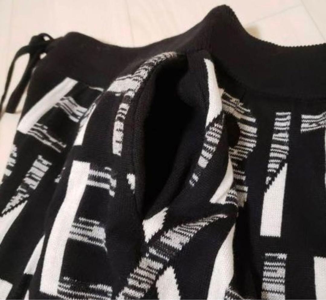 ニットウェア　バイカラー　白黒　L セットアップ