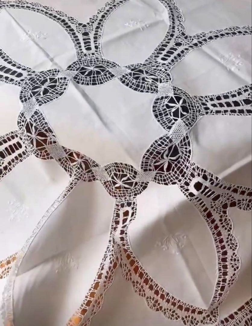 Vintageアンティーク ボビンレース テーブルクロス