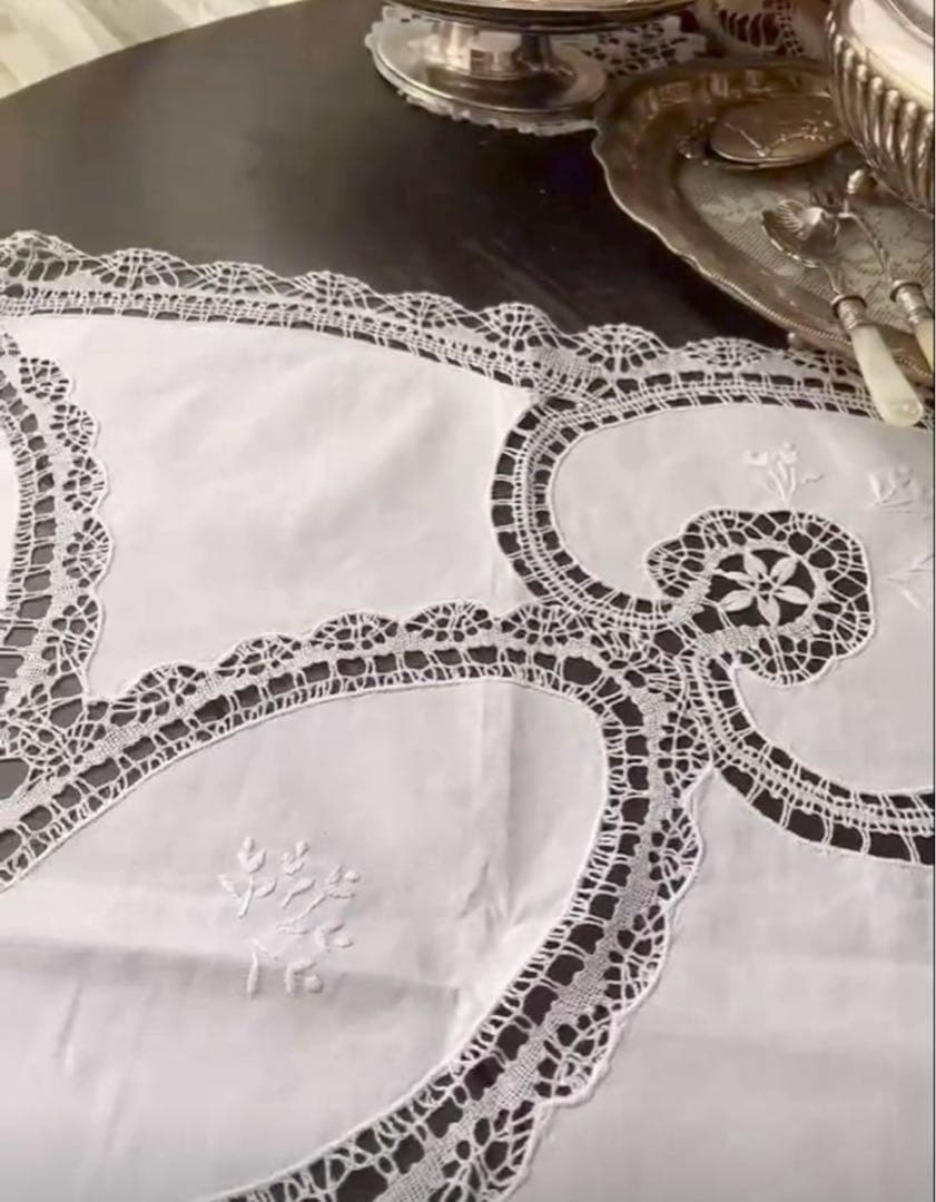 Vintageアンティーク ボビンレース テーブルクロス
