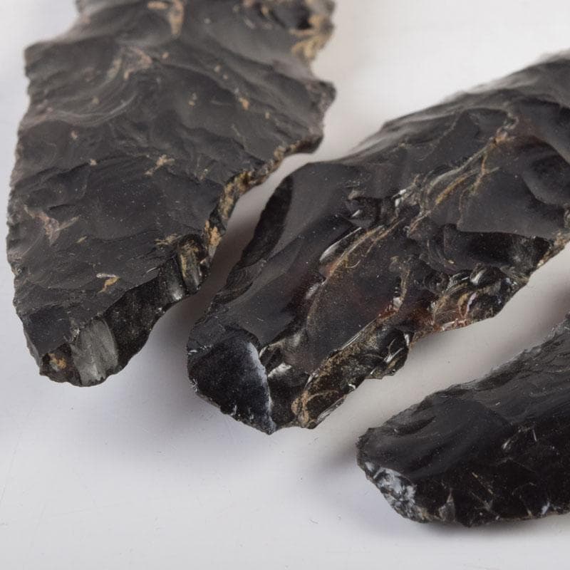 石器時代　黒曜石　矢尻　3点　時代箱付　N　9169