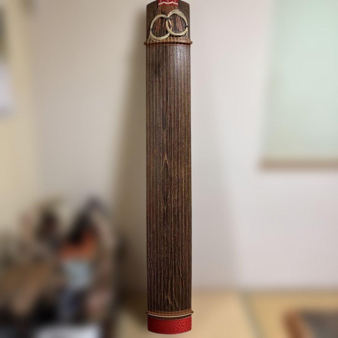 美品　生田流　筝 13弦　赤い装飾　カバー　琴柱付き　ヴィンテージ引き取りのみ