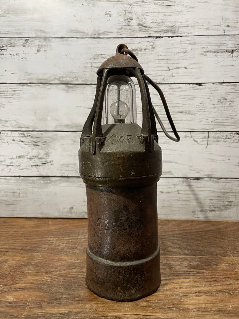 フランスアンティーク 古い炭鉱のランタン 吊り下げ ランプ 照明器具 置物