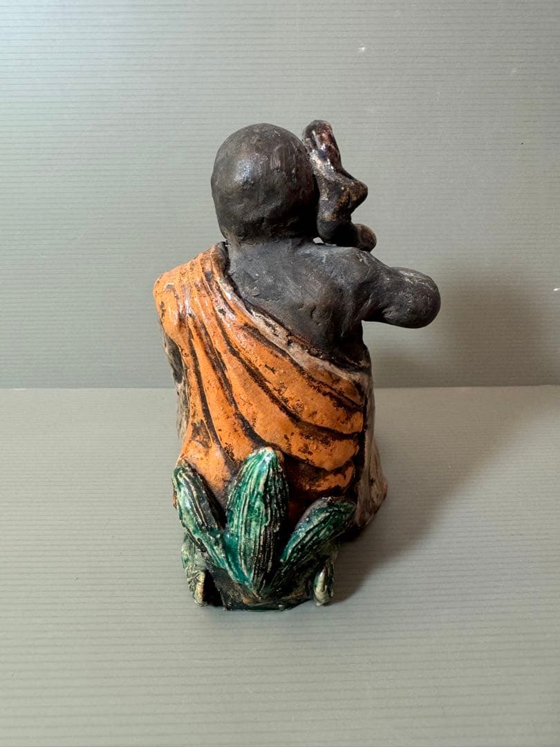 2719 時代物 人物 仙人青獅像　古美術 置物