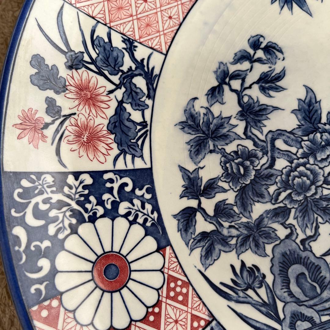 【新品 縁起物 ノベルティ】萬古窯 富永陶園 孔雀 大皿 尺ニ皿 新牡丹花鳥