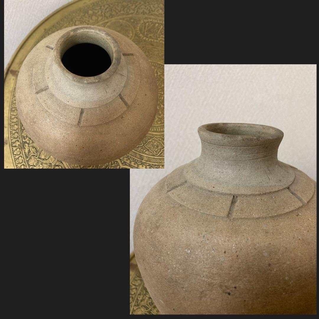 珍品　古壺2点〈検 須恵器　朝鮮　李朝　渥美壺　三筋壺　古越前　古常滑　古備前