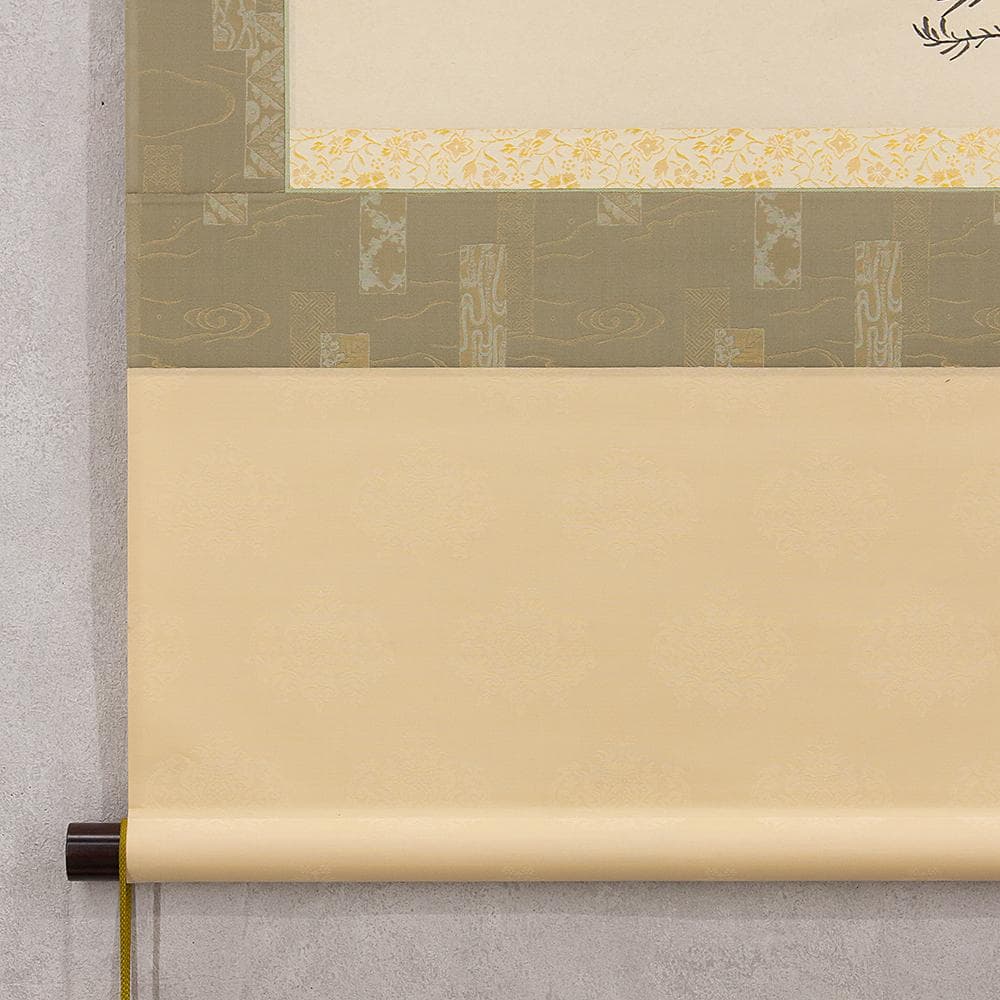 掛軸 茶掛け 横幅 画賛 有馬頼底「海老 喜栄」臨済宗相国寺派管長 金閣寺銀閣寺