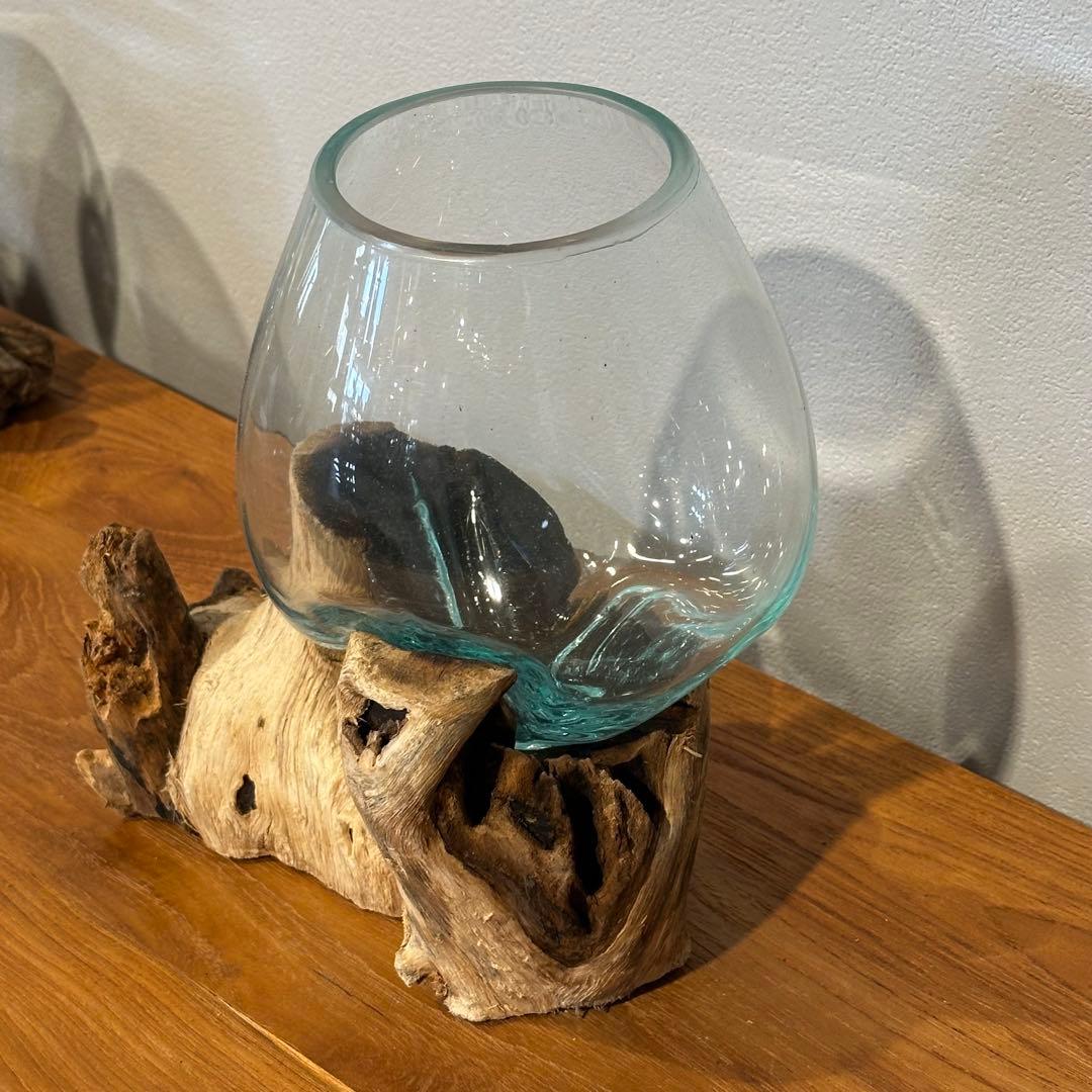 バリ島流木ガラス　w22×d16×h23cm 水槽　アクアリウムメダカ水槽811