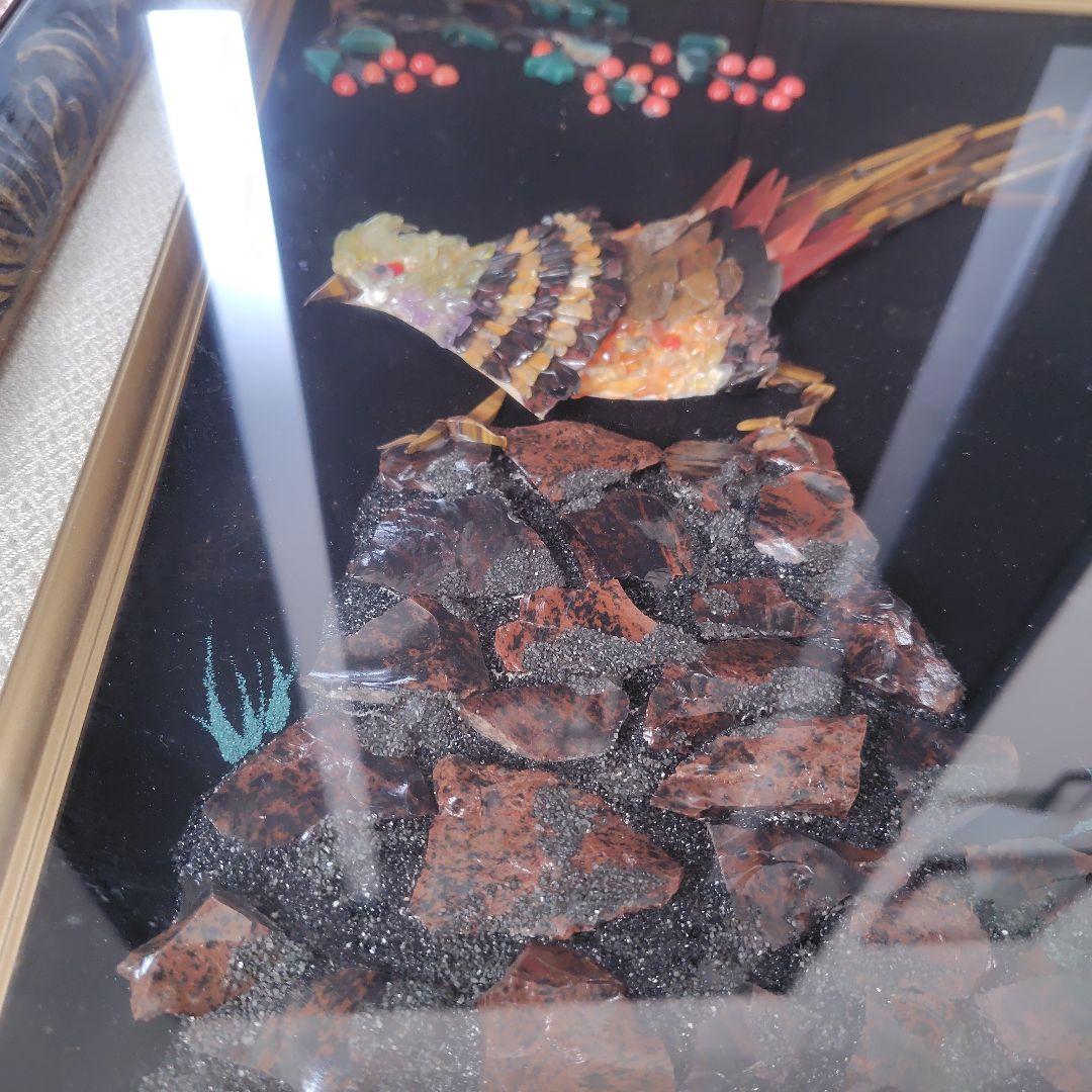 【定価10万円以上】宝石画 貴石画 ジュエリーアート 夫婦 キジ