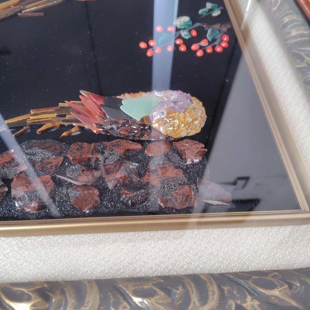 【定価10万円以上】宝石画 貴石画 ジュエリーアート 夫婦 キジ