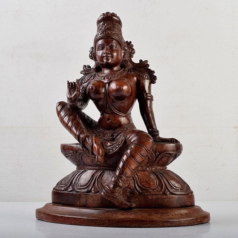 仏教美術　木彫　パールバティ像　置物　N　8904