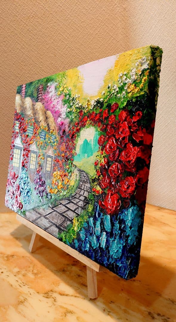 油絵 絵画【花の住宅】